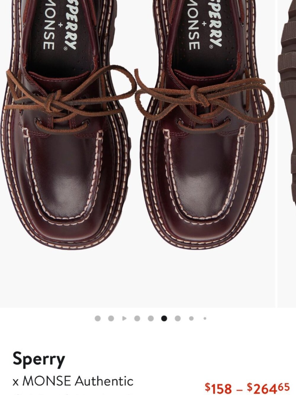 SPERRY + MONSE Amaretto color Authentic Original 2-Eye Lug Boat Shoe Size 8 - Picture 2 of 9